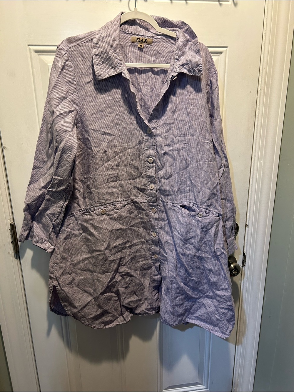 Flax Lavender Linen Button-Down Women's Top